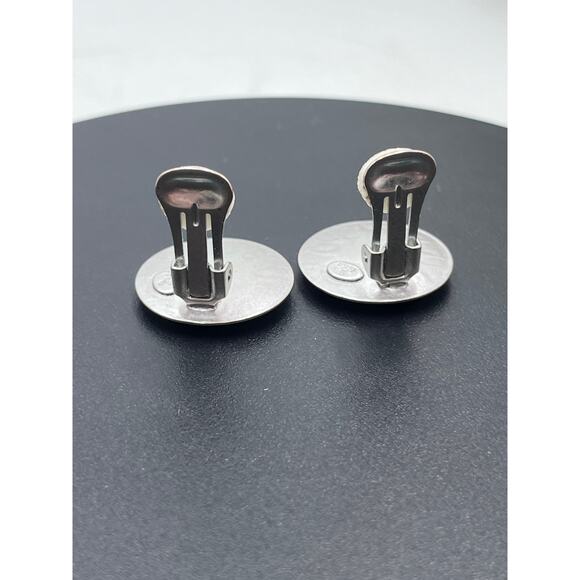 Marjorie Baer (MB SF) Vintage Round Abalone Silver Tone Clip on earrings - Picture 7 of 8